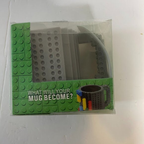 Cribl LEGO Compatible Novelty Coffee Cup Grey Build-On Brick Mug 12oz - Picture 3 of 8